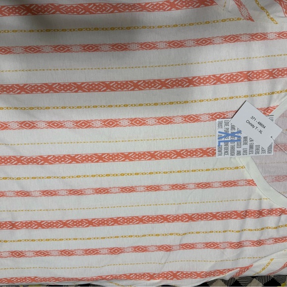 LuLaRoe Tops - NWT, LuLaRoe Geometric Orange and Yellow Tee, XL